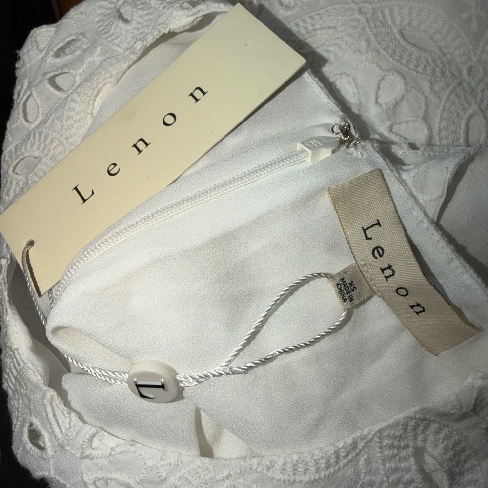 NEW Lenon White Eyelet Lace Tiered Ruffle Sleeveless Dress XS Brunch Bridal - Picture 3 of 11